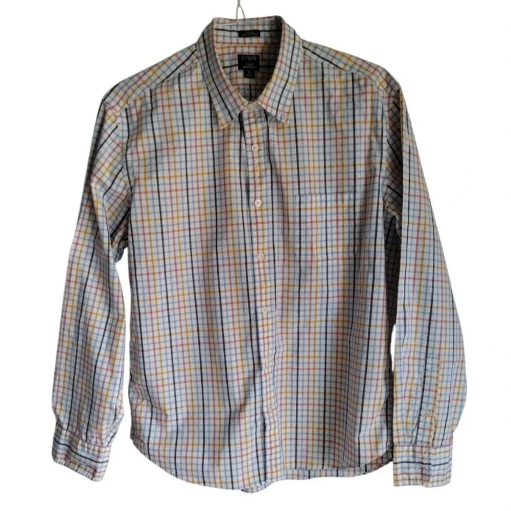 J.Crew Button Down Shirt Men's XL‎ Multicolor Slim Untucked Flex Washed Casual